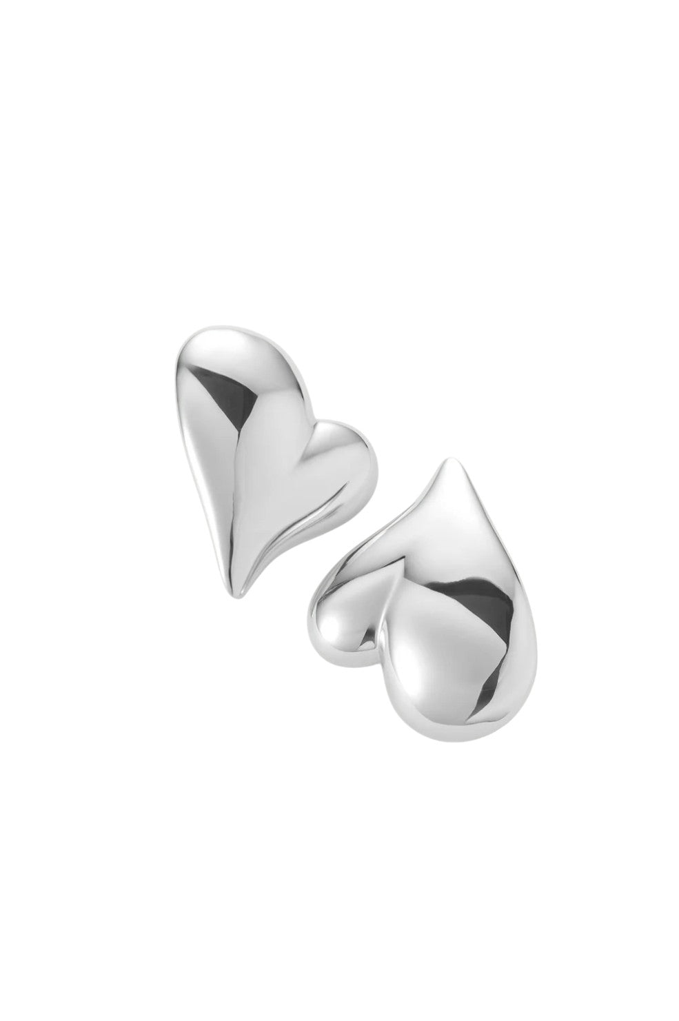 Mega Art Heart Button Earrings - Silver - Shop Yu Fashion