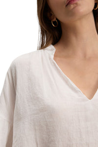 Raye Woven Linen Top - White