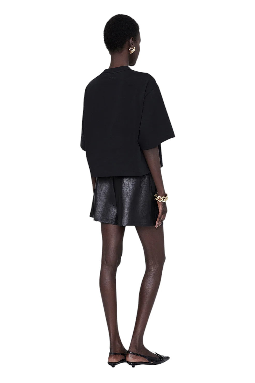 Myers Cropped Tee Framed Monogram - Black - Shop Yu Fashion