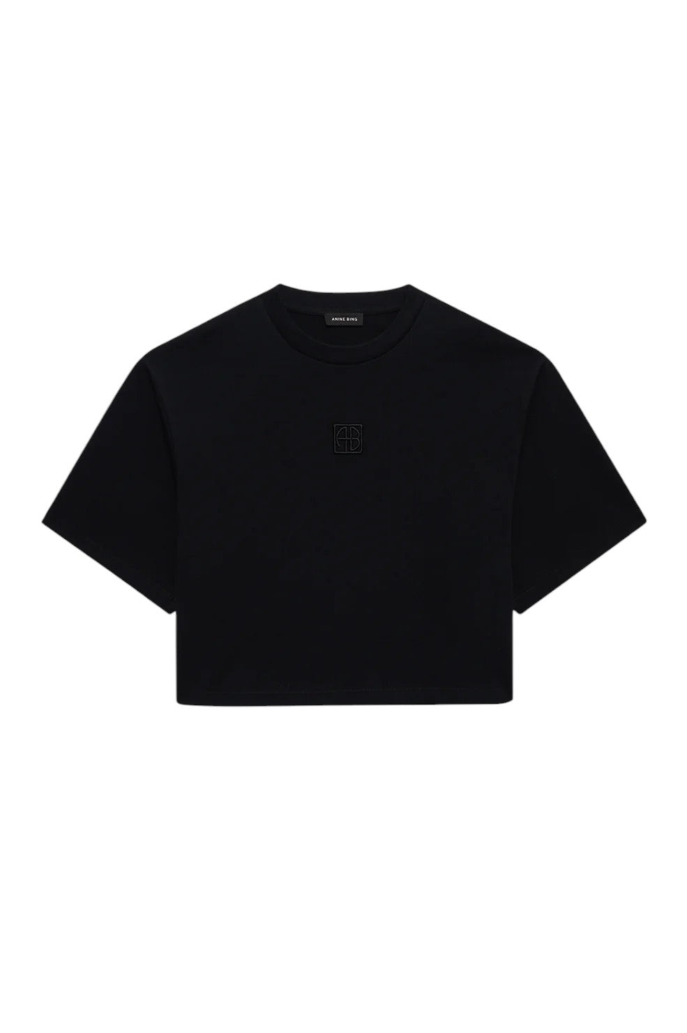 Myers Cropped Tee Framed Monogram - Black - Shop Yu Fashion