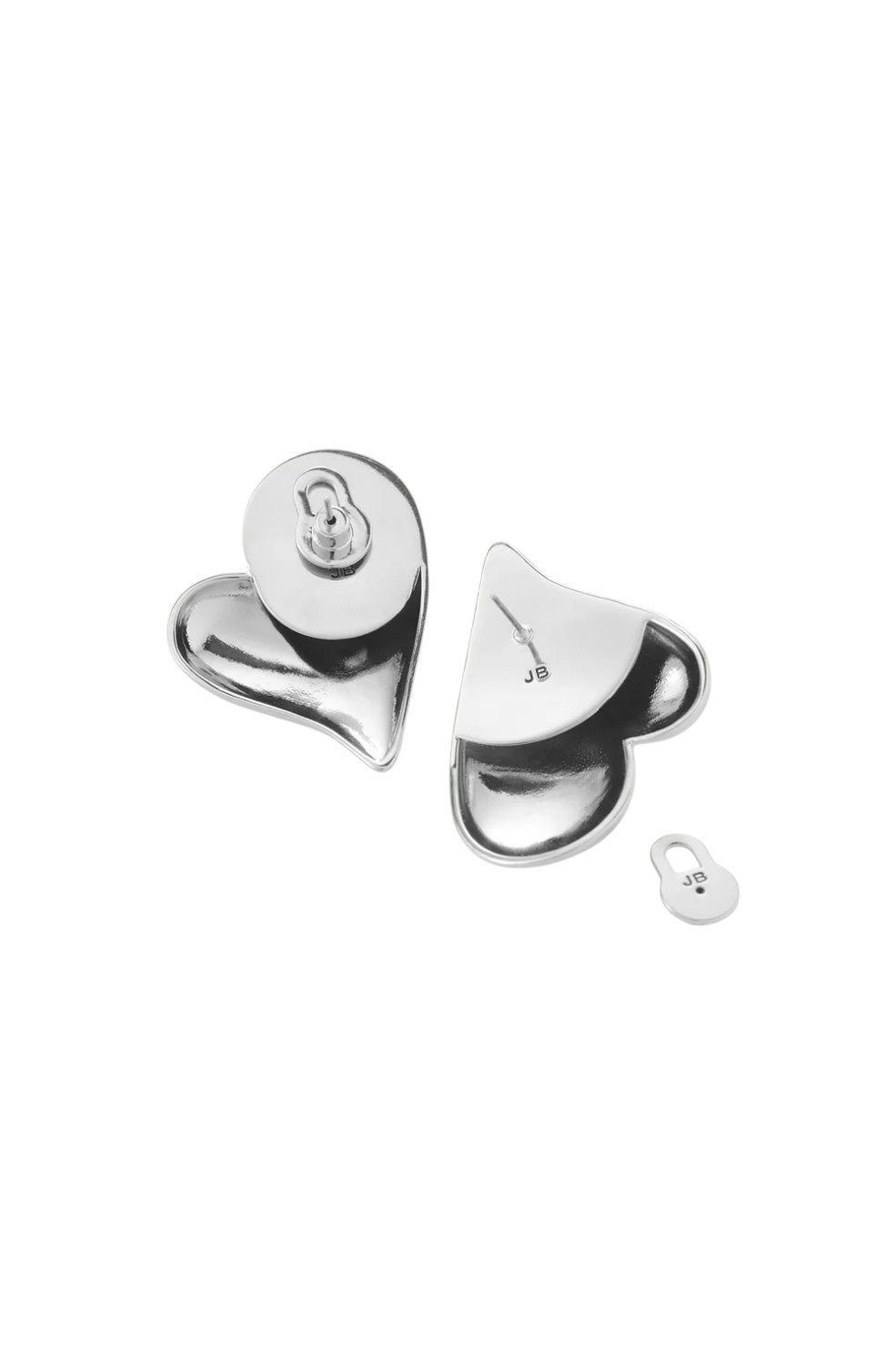Mega Art Heart Button Earrings - Silver - Shop Yu Fashion