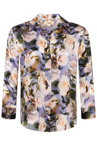 Dani Silk Blouse - Multi Distressed Floral