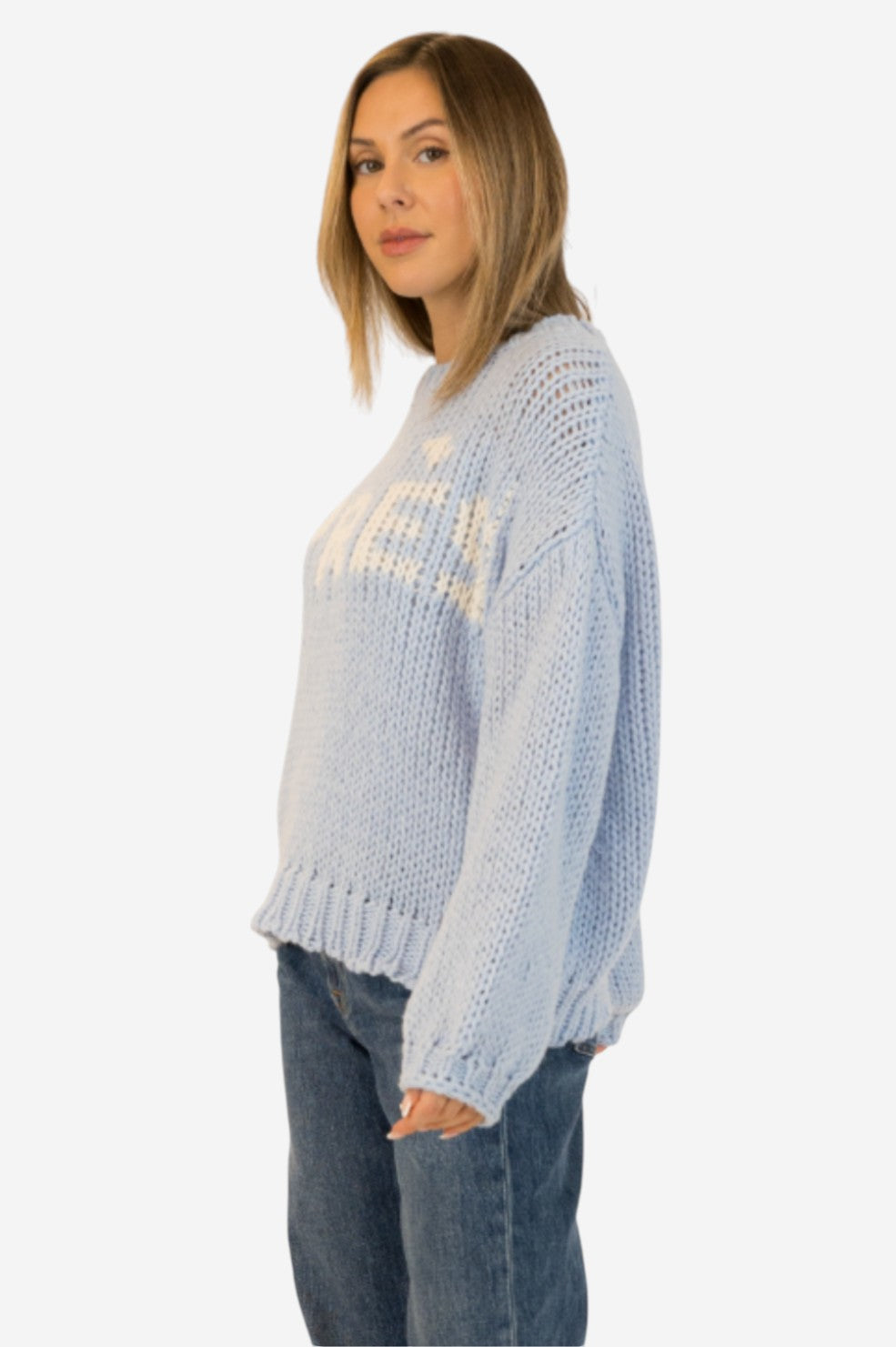 Lorelai Crewneck Pullover - Blue - Shop Yu Fashion