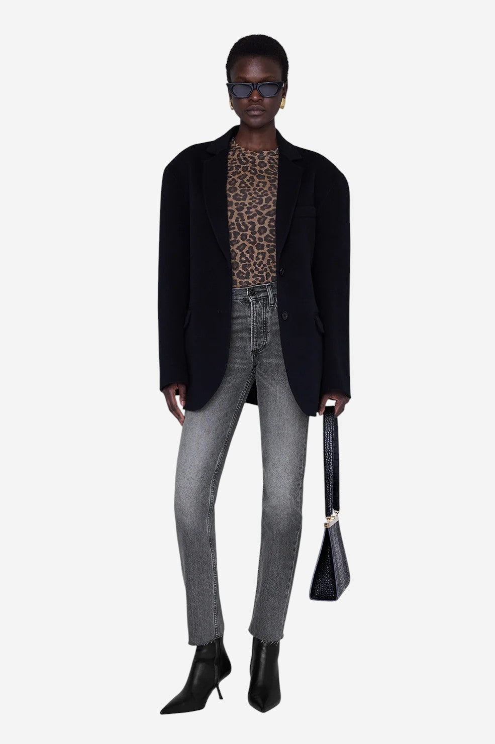 Sylvie Long Sleeve Shirt - Black and Brown Leopard