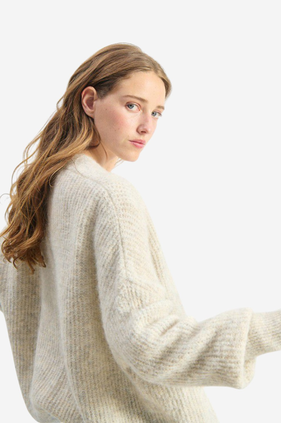 *PRE-ORDER* East Cardigan - Melange Powder Snow - Shop Yu Fashion