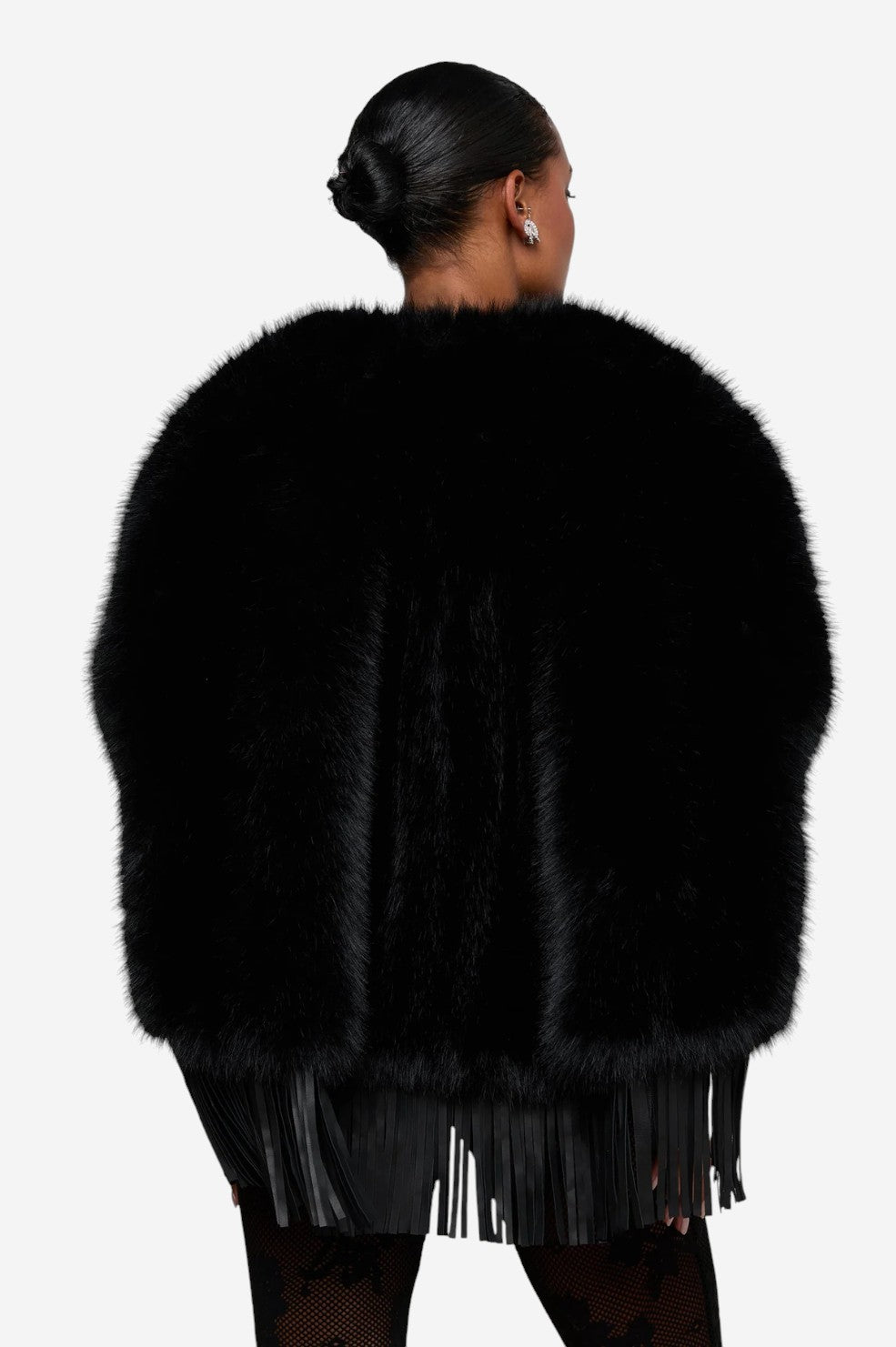 Nathalia Faux Fur Cape - Black