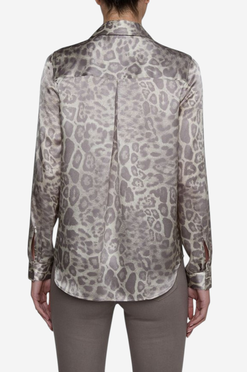 Tyler Silk Blouse - Grey Multi Leopard