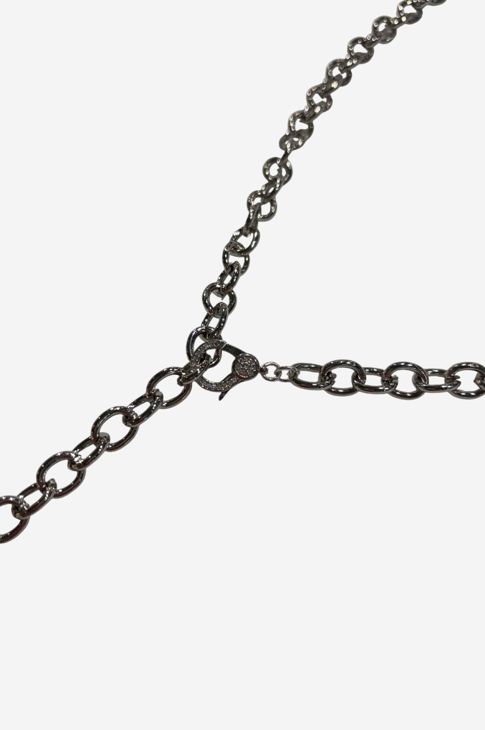 Link Chain Puffy Heart Necklace - Silver