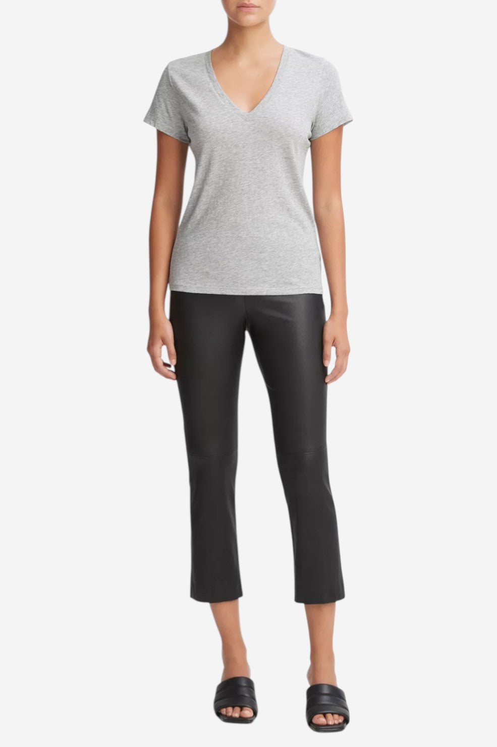 Essential Pima Cotton V-Neck T-Shirt - Heather Grey - Shop Yu Fashion