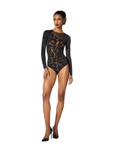 Graphic Flower String Bodysuit - Deep Night