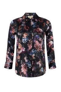 Dani Silk Blouse - Black Multi Vintage Oil Flower