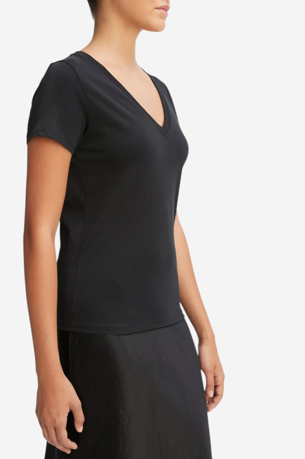 Essential Pima Cotton V-Neck T-Shirt - Black - Shop Yu Fashion
