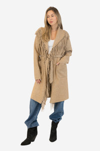 Ziggy Fringe Coat - Beige - Shop Yu Fashion