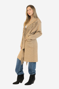 Ziggy Fringe Coat - Beige - Shop Yu Fashion