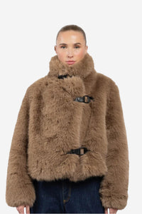Roy Toggle Faux Fur Jacket - Tobacco Brown