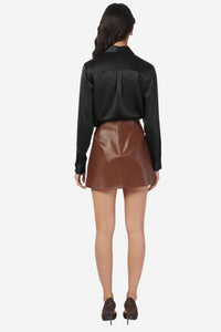 Cillian Genuine Leather Mini Skirt - Mousse