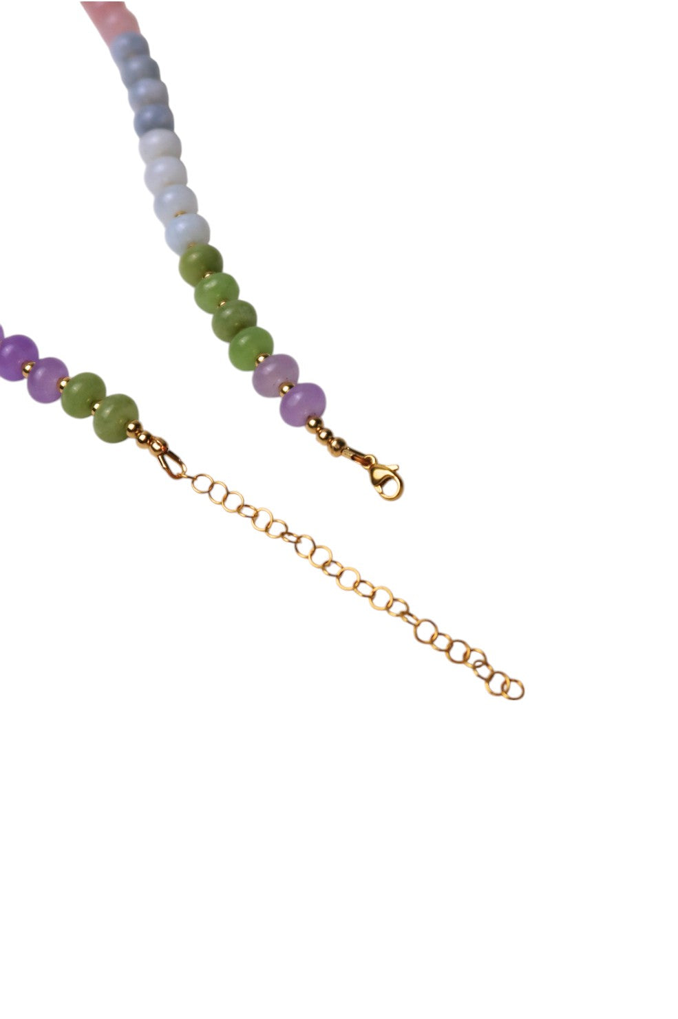 Pastel Gemstone Beaded Necklace With Charm Holder Clasp