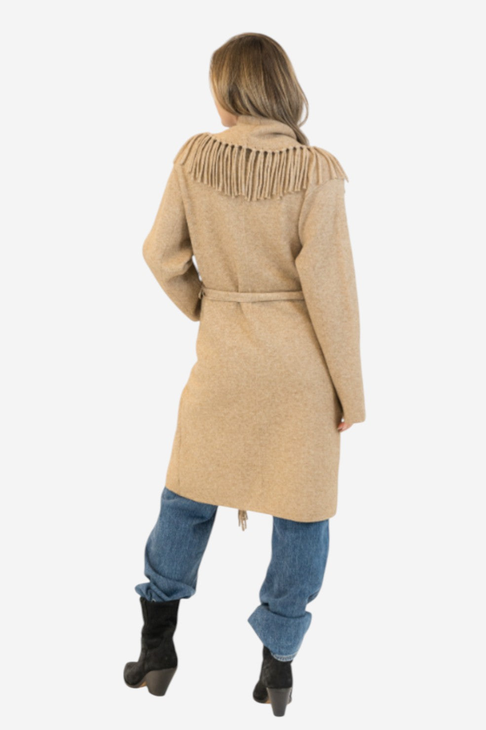 Ziggy Fringe Coat - Beige - Shop Yu Fashion