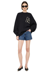 Miles Oversized Sweatshirt Letterman - Black