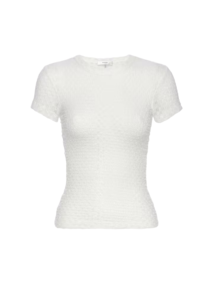 Mesh Lace Baby Tee - Off White