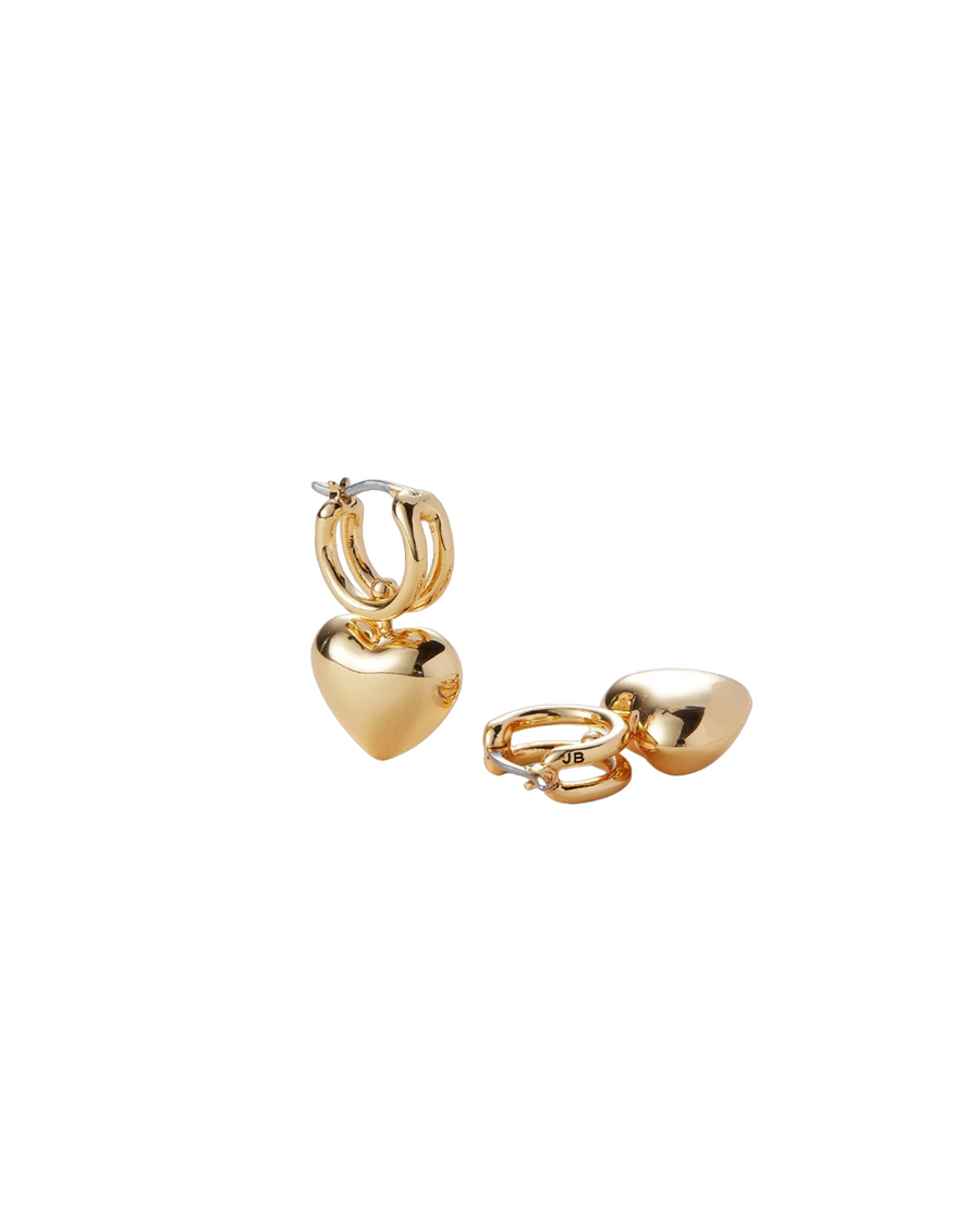 Puffy Heart Huggie Earrings - Gold
