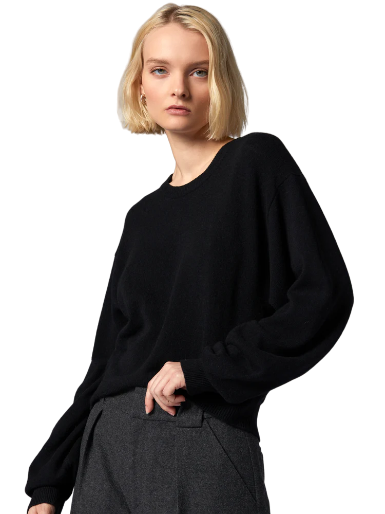 Elodie Crewneck Cashmere Sweater - True Black