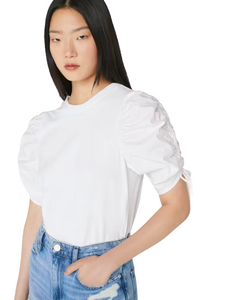 Ruched Tie Sleeve Tee - White