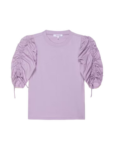 Ruched Tie Sleeve Tee - Lilac