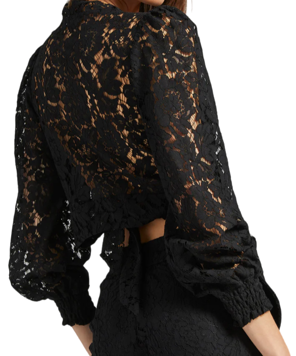 Marilyn Lace Blouse - Black - Shop Yu Fashion