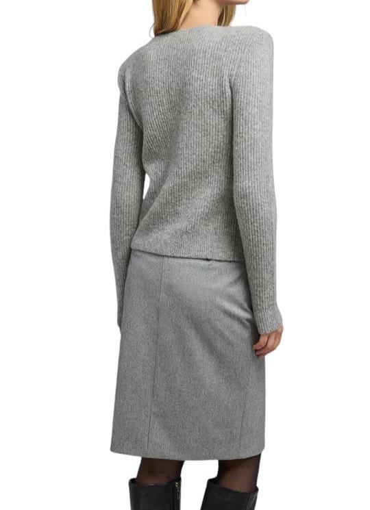 Ellison Rib Cardigan - Heather Grey - Shop Yu Fashion