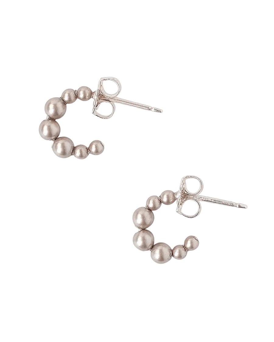 Mini Multi Pearl Hoop Earrings - Platinum