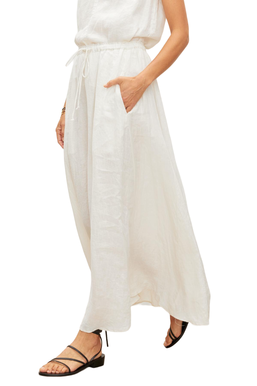 Bailey Linen Drawstring Skirt - White