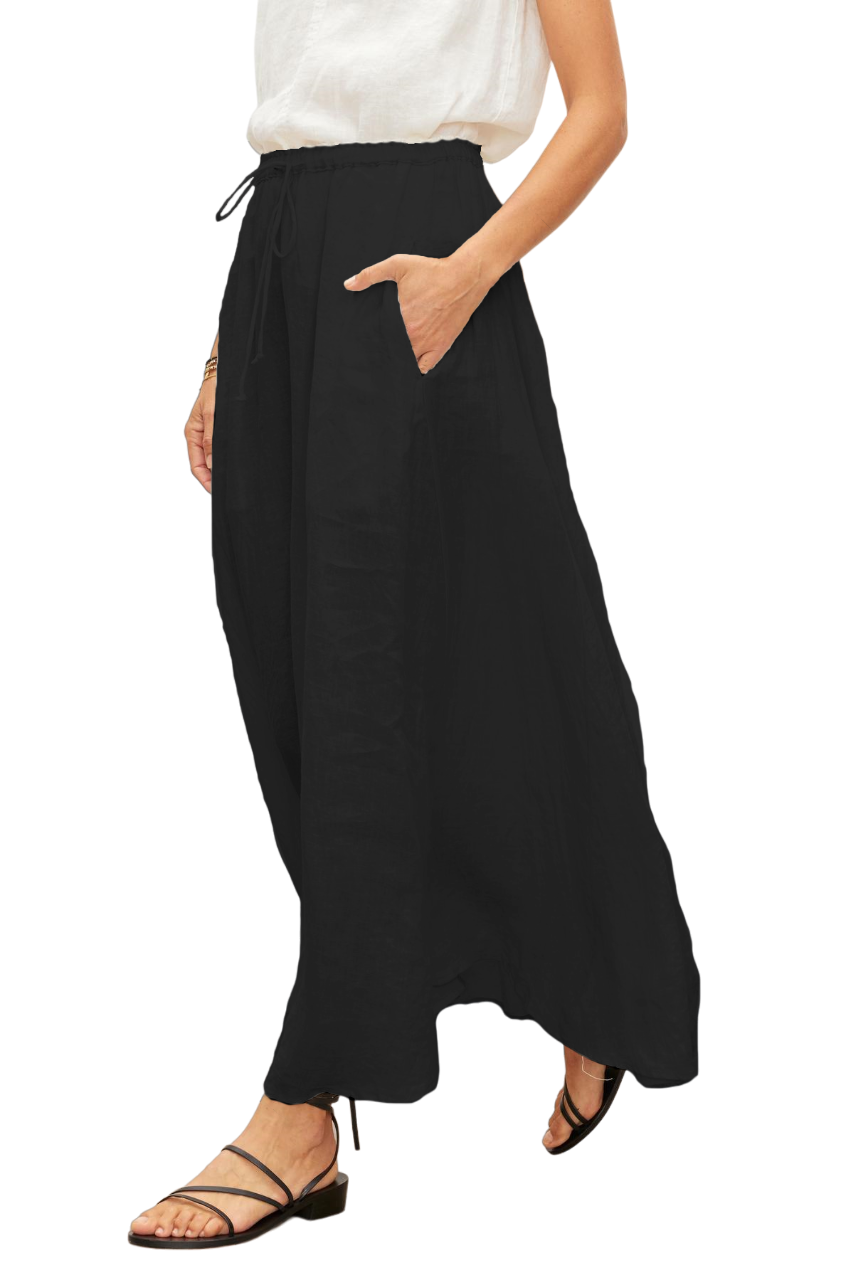 Bailey Linen Drawstring Skirt - Black