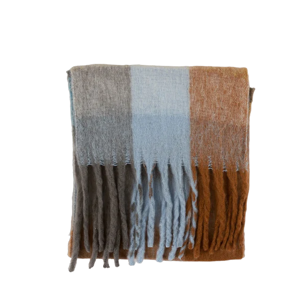 Check Scarf - Teal/Brown