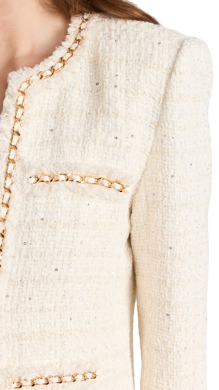 Serena Chain Tweed Jacket - Cream