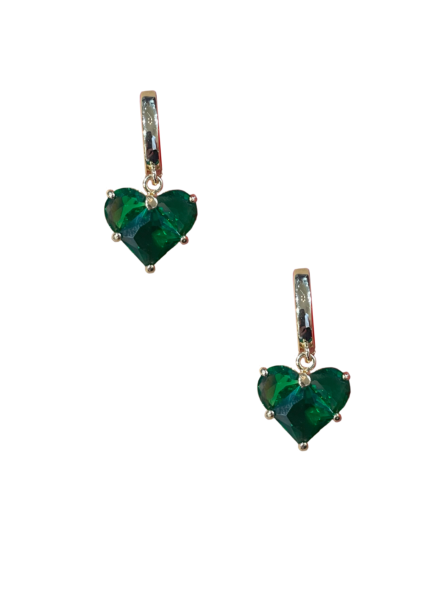 Gold Love Heart Earring - Green