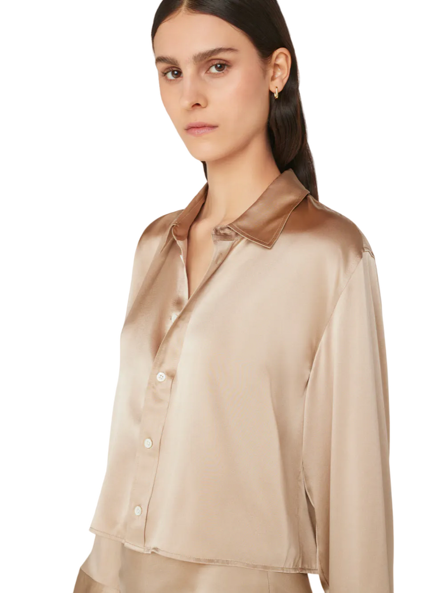 Cropped Wide Sleeve Shirt - Khaki Tan