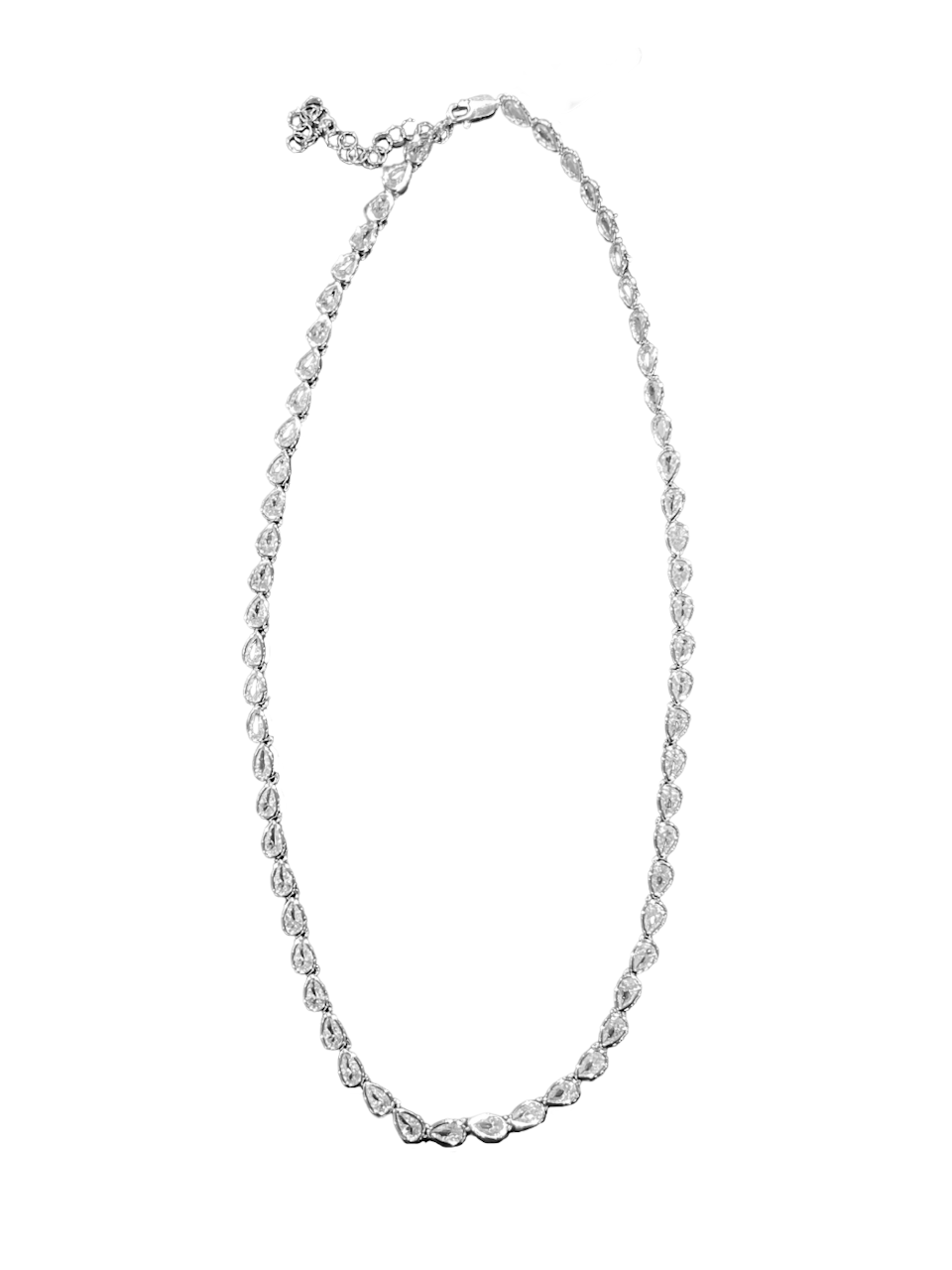 Teardrop Tennis Necklace - Silver