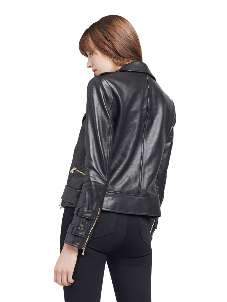 Billie Belted Leather Jacket - Black - Shop Yu Fashion