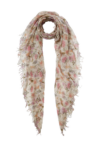 "Coconut Milk Floral" - Cashmere and Silk Scarf