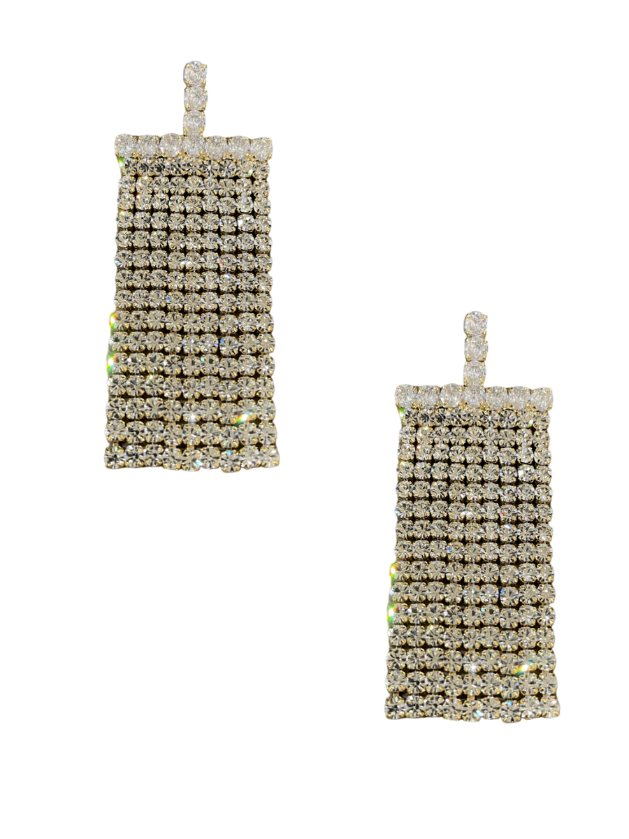 CZ Fringe Earrings - Gold - Shop Yu Fashion