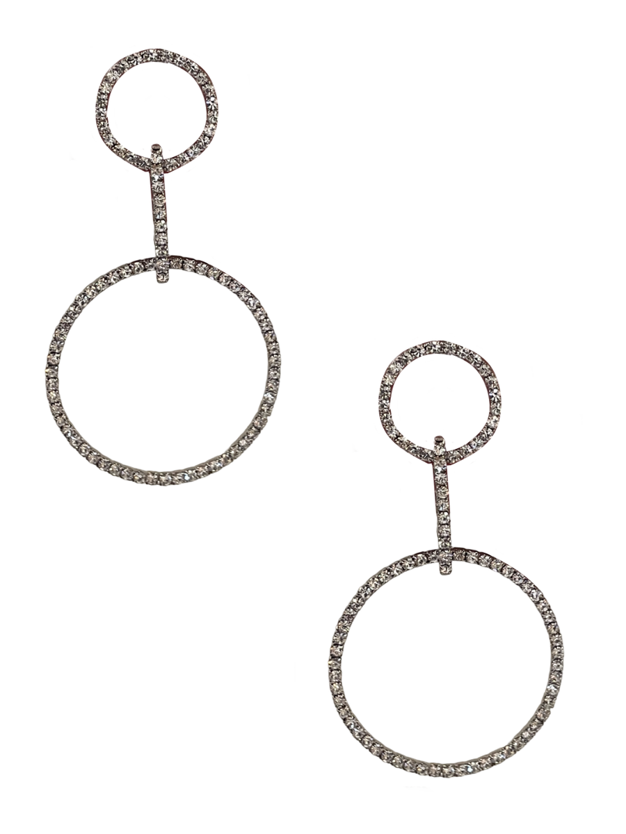Silver Circle Drop CZ Earrings - Shop Yu Fashion