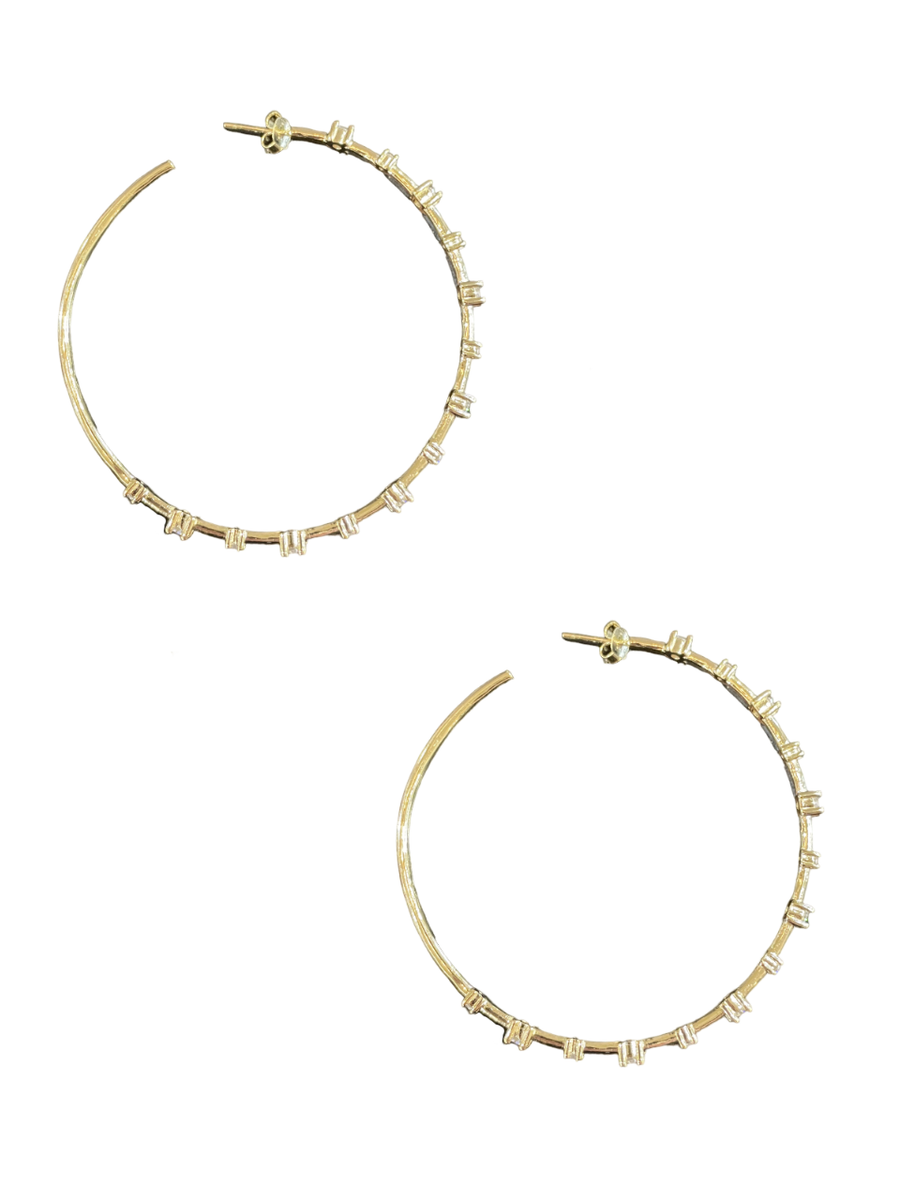 Large CZ Hoops - Gold