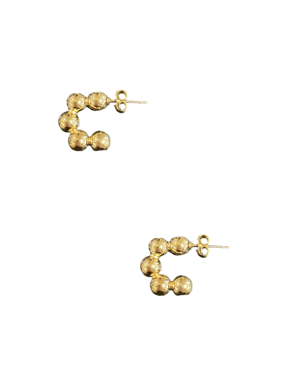 Ball Hoop Earrings - Gold