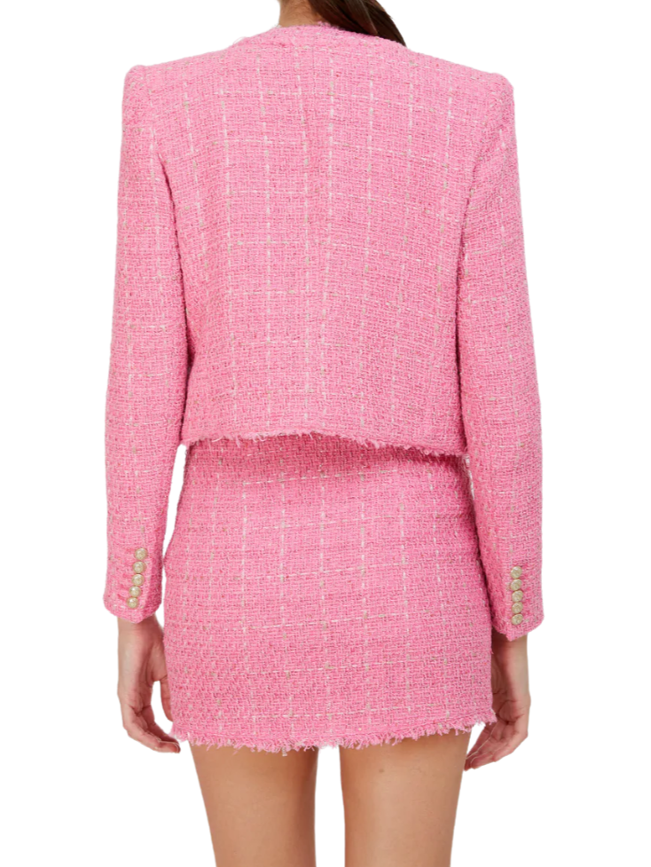 Sandra Tweed Skirt - Pink Multi - Shop Yu Fashion