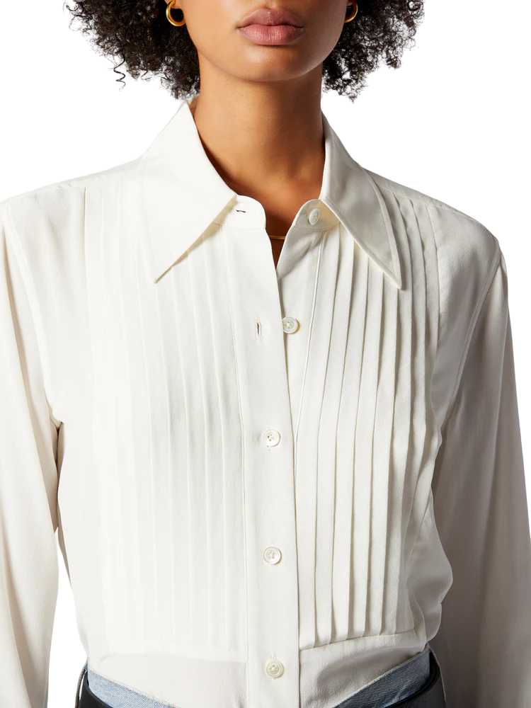 Aubray Silk Shirt - Nature White - Shop Yu Fashion