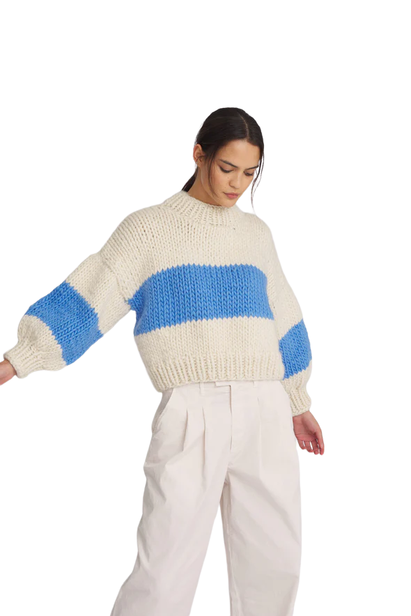 Angeline Sweater - Blue Stripe - Shop Yu Fashion