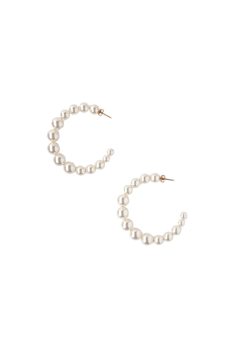 Large Multi Pearl Hoops - Shop Yu Fashion