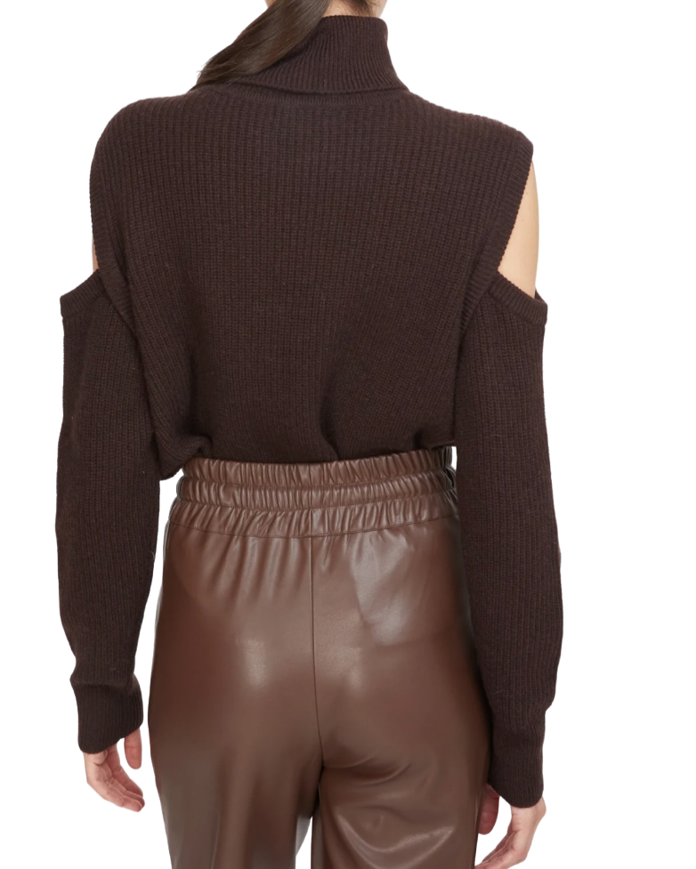 Bibi Cut Out Sweater - Deep Brown - Shop Yu Fashion