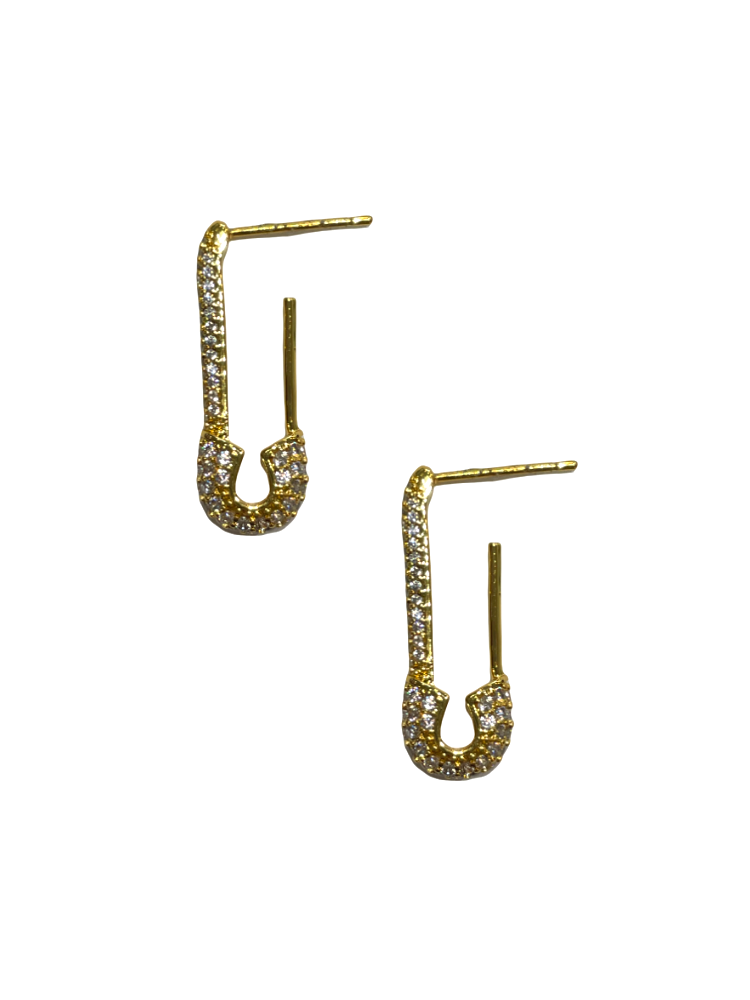 Safety Pin Earrings - Gold - Shop Yu Fashion